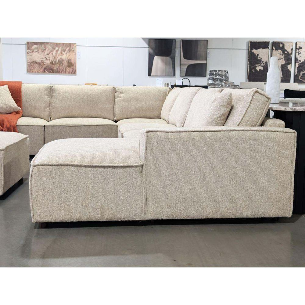 Solano 6 Seater Corner Lounge With RAF Chaise - Cobblestone Fabric