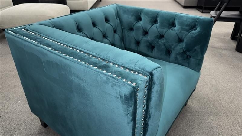 Clearance - Peyton Low Back Arm Chair Ocean Teal