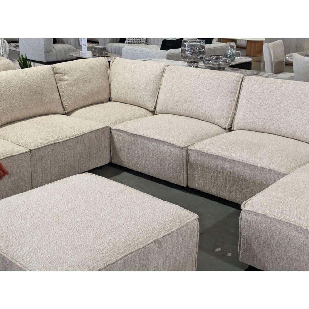 Solano 6 Seater Corner Lounge With RAF Chaise - Cobblestone Fabric