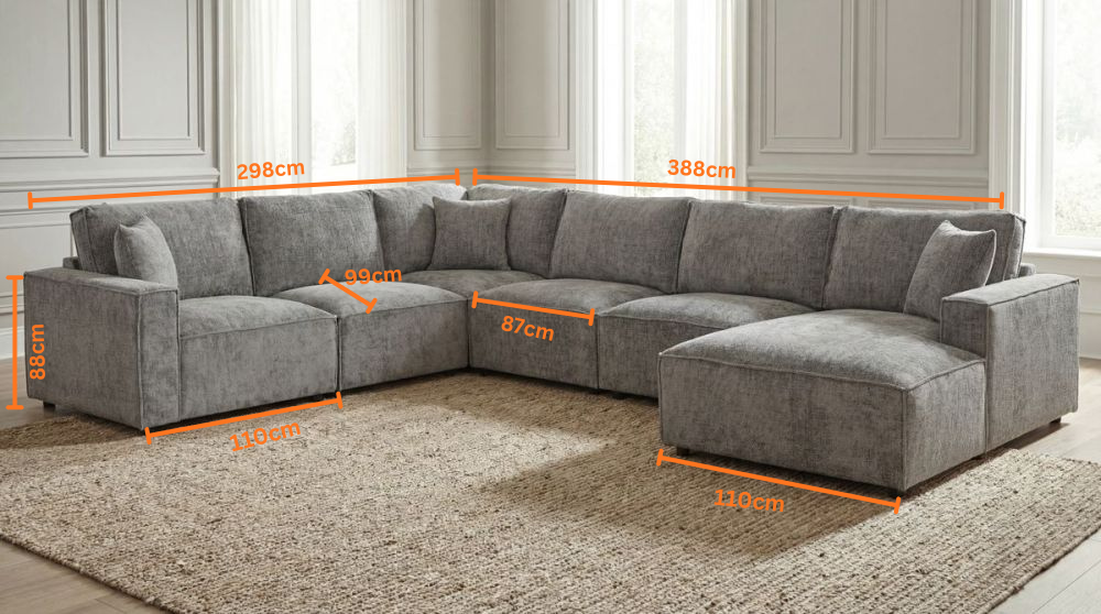Urban 6 Seater Corner Chaise Lounge Suite - Licorice