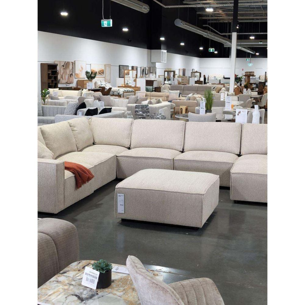 Solano 6 Seater Corner Lounge With RAF Chaise - Cobblestone Fabric
