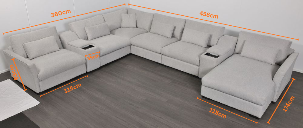 Matrix 6 Seater Corner Lounge With RAF Chaise - Cloud