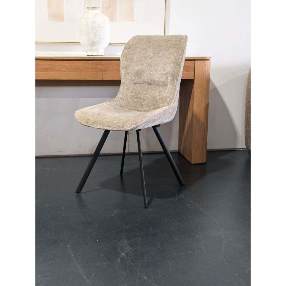 Polly Dining Chair - Grey Fabric - Black Leg