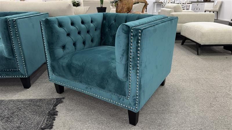 Clearance - Peyton Low Back Arm Chair Ocean Teal