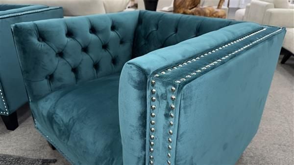 Clearance - Peyton Low Back Arm Chair Ocean Teal