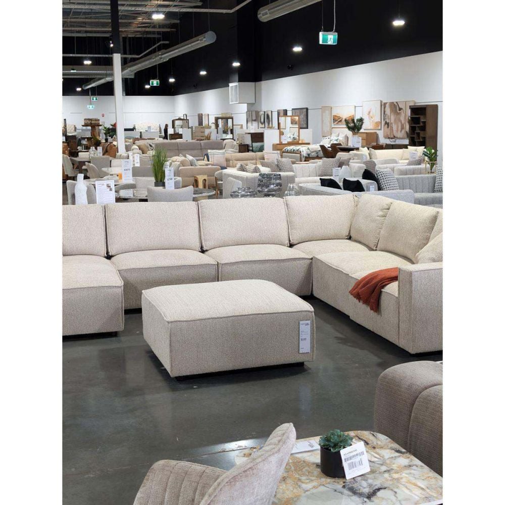 Solano 6 Seater Corner Lounge With LAF Chaise - Cobblestone Fabric