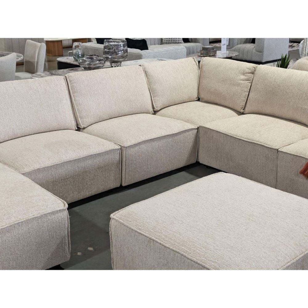 Solano 6 Seater Corner Lounge With LAF Chaise - Cobblestone Fabric