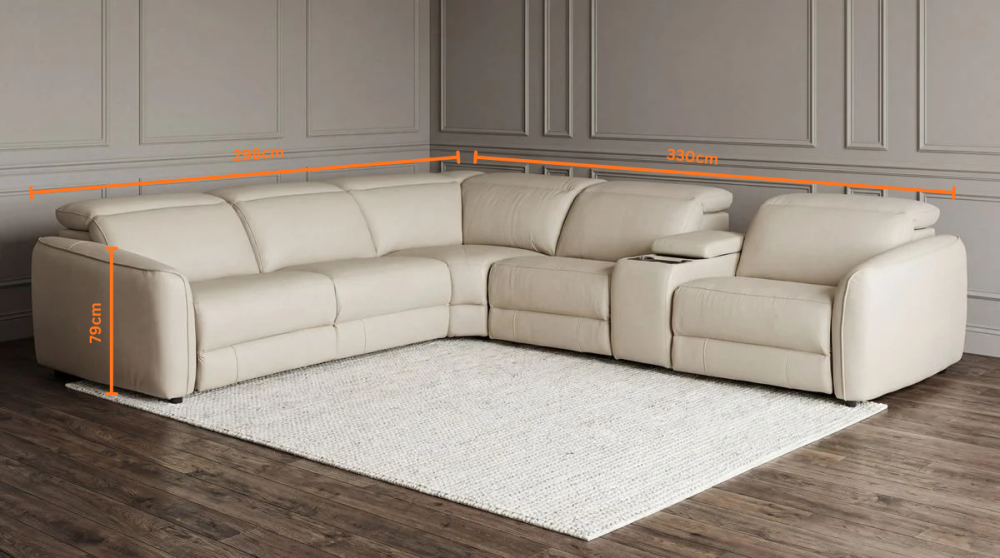Vetro 5 Seater Corner Recliner Suite - Beige