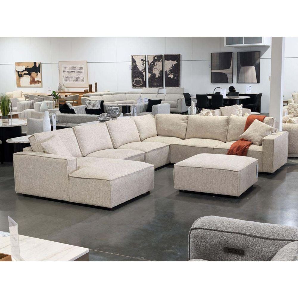 Solano 6 Seater Corner Lounge With LAF Chaise - Cobblestone Fabric