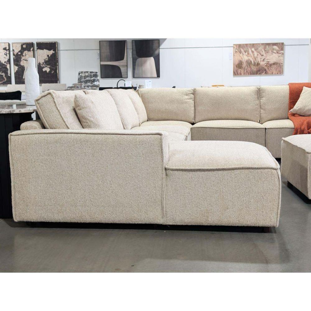 Solano 6 Seater Corner Lounge With LAF Chaise - Cobblestone Fabric