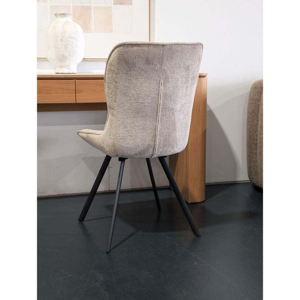 Polly Dining Chair - Grey Fabric - Black Leg