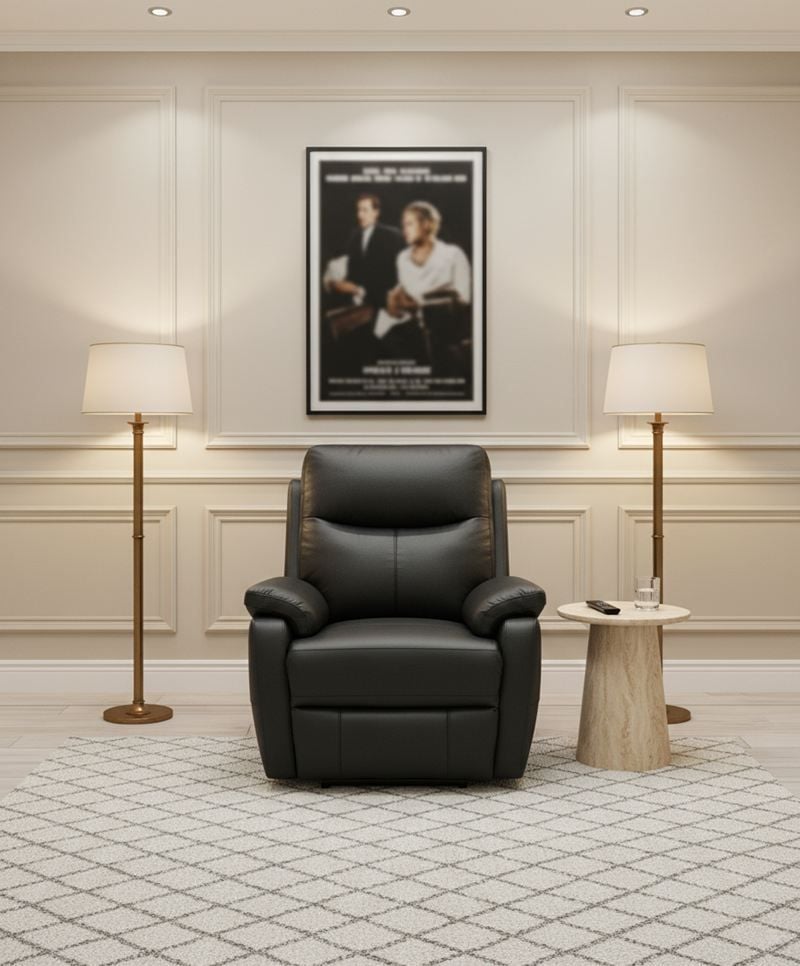 Cairo 3 Seater + 2 Armchair Recliners - Black Leather