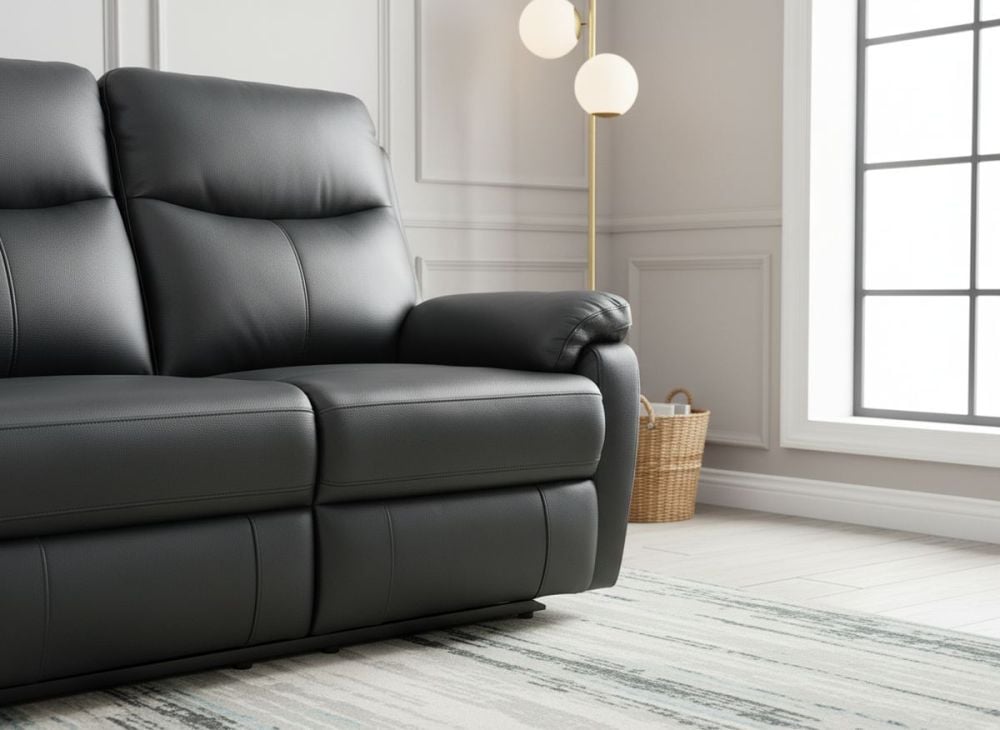 Cairo 3 Seater + 2 Armchair Recliners - Black Leather