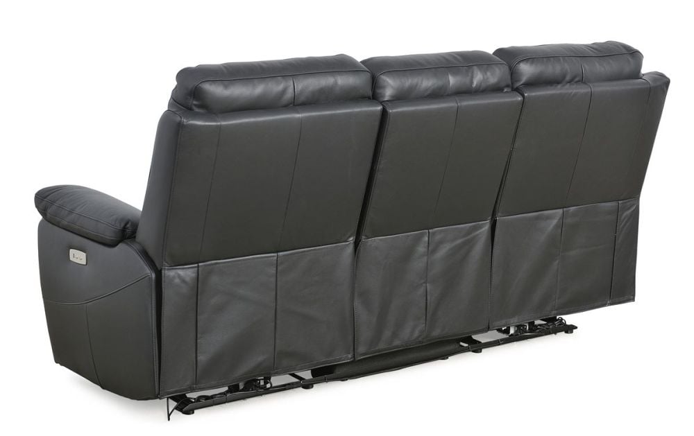 Cairo 3 Seater Electric Recliner - Black Leather