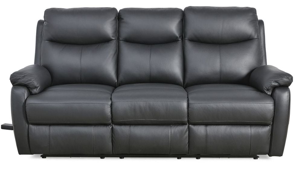 Cairo 3 Seater Electric Recliner - Black Leather