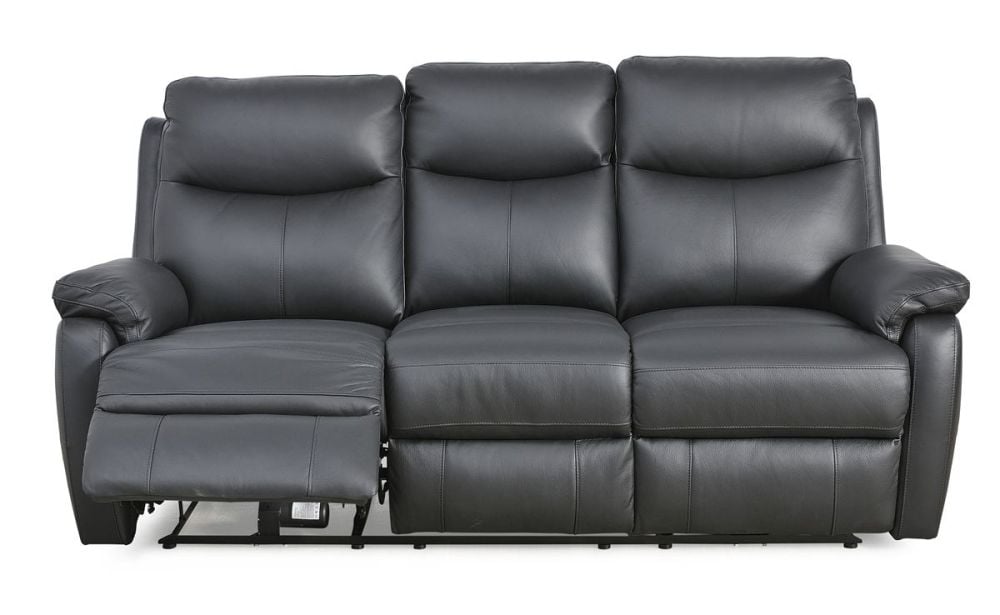 Cairo 3 Seater + 2 Armchair Electric Recliners - Black Leather