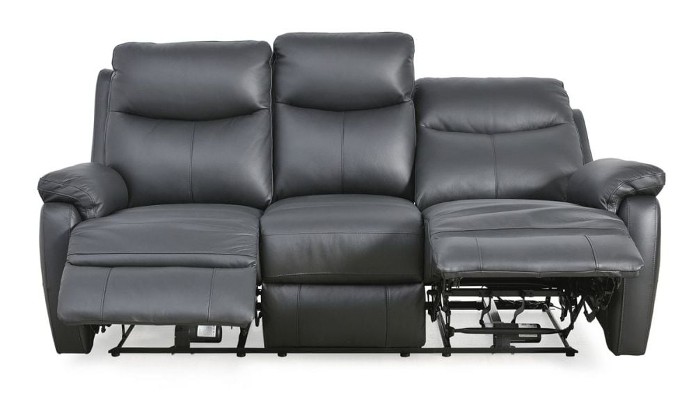 Cairo 3 Seater Electric Recliner - Black Leather