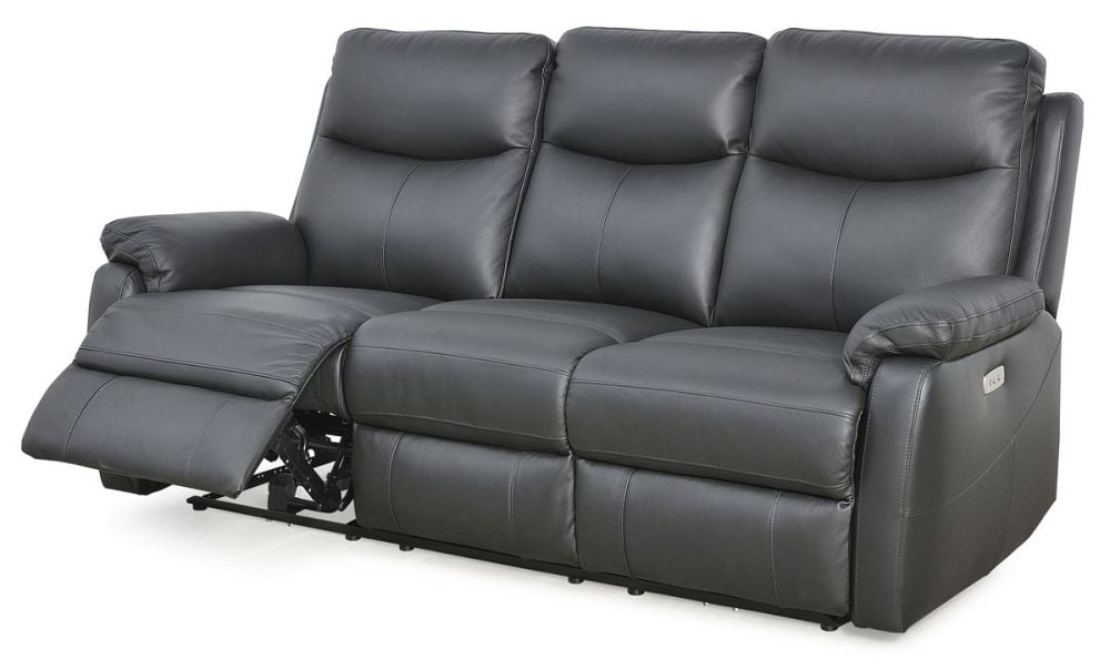 Cairo 3 Seater + 2 Armchair Electric Recliners - Black Leather