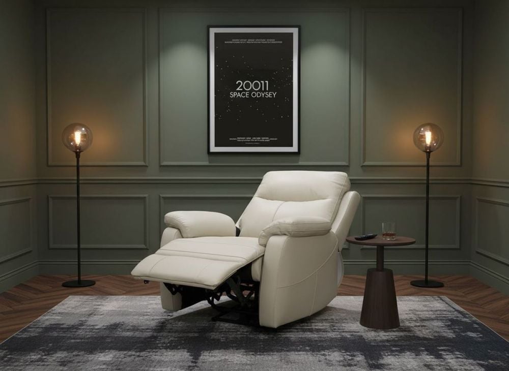 Cairo 2 Seater + 2 Armchair Electric Recliners - Light Grey Leather