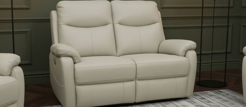 Cairo 2 Seater + 2 Armchair Electric Recliners - Light Grey Leather