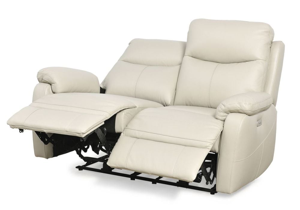 Cairo 2 Seater + 2 Armchair Electric Recliners - Light Grey Leather