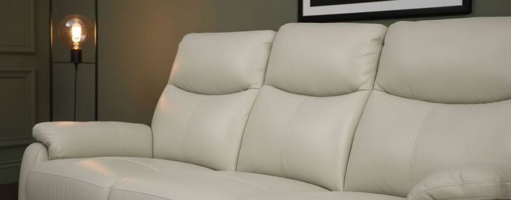 Cairo 3 Seater Manual Recliner - Light Grey Leather