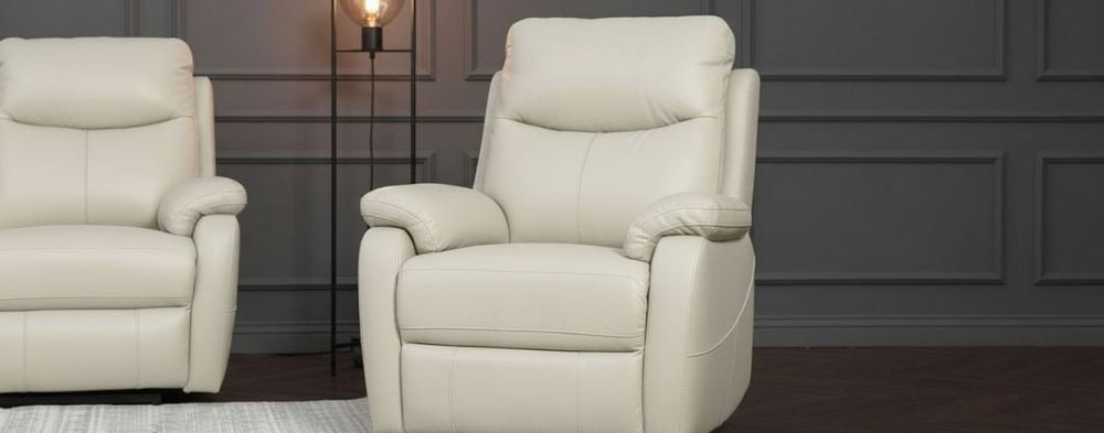 Cairo 2 Seater + 2 Armchair Electric Recliners - Light Grey Leather
