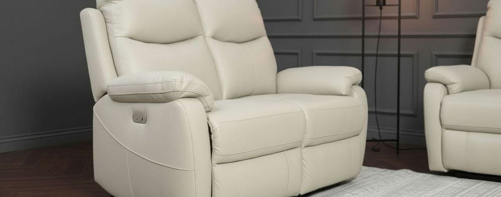 Cairo 2 Seater + 2 Armchair Electric Recliners - Light Grey Leather