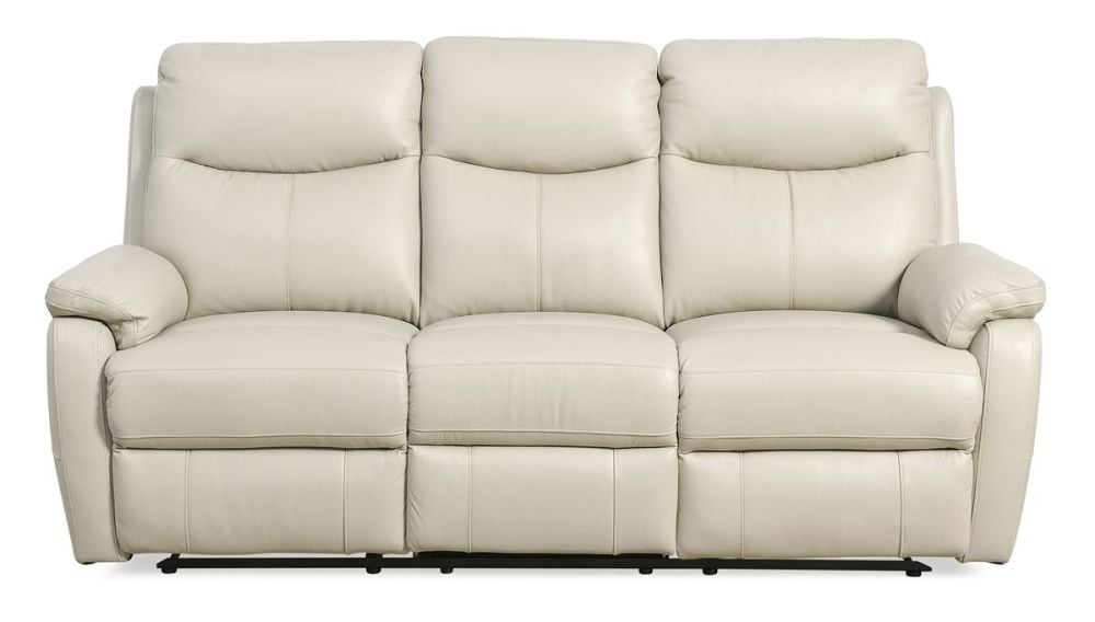 Cairo 3 Seater Manual Recliner - Light Grey Leather