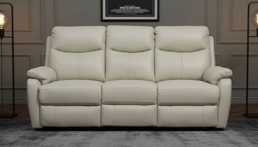 Cairo 3 Seater Manual Recliner - Light Grey Leather