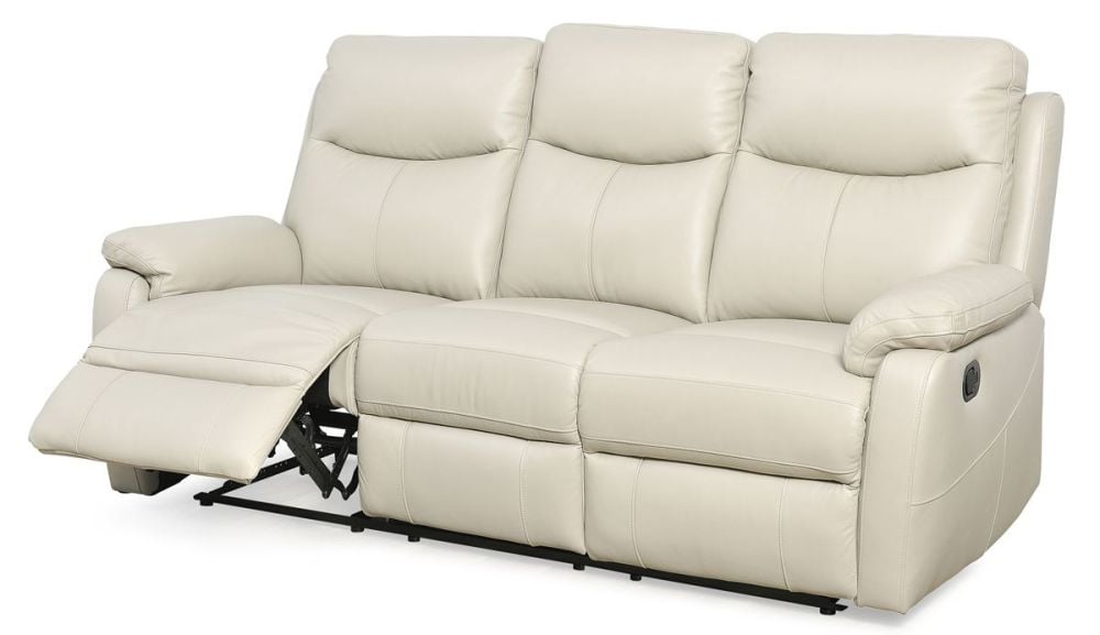 Cairo 3 Seater Manual Recliner - Light Grey Leather
