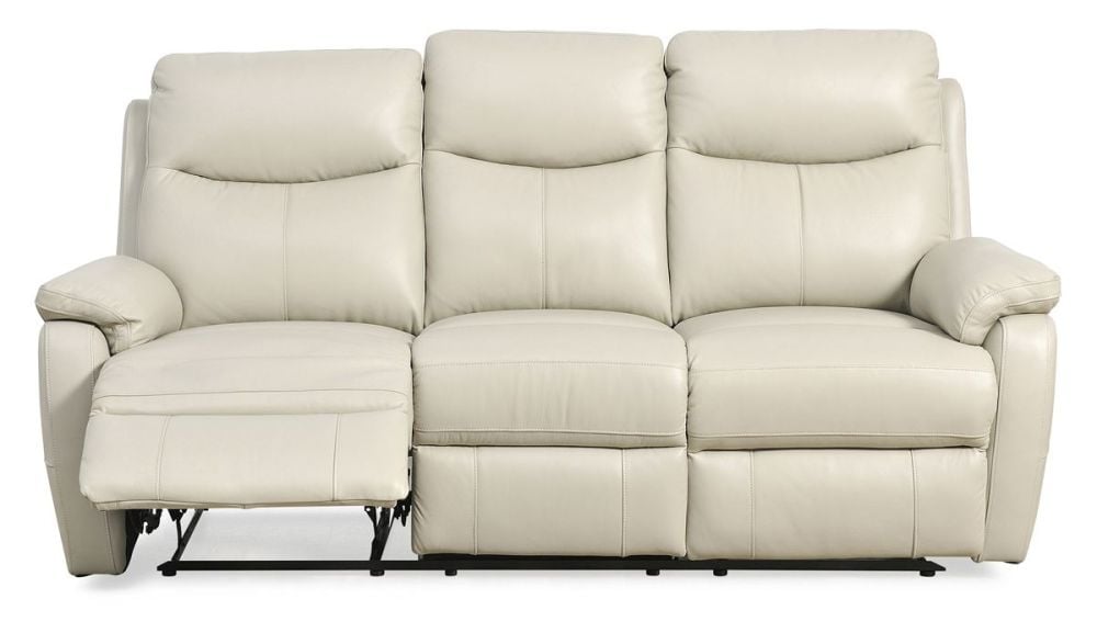 Cairo 3 Seater Manual Recliner - Light Grey Leather