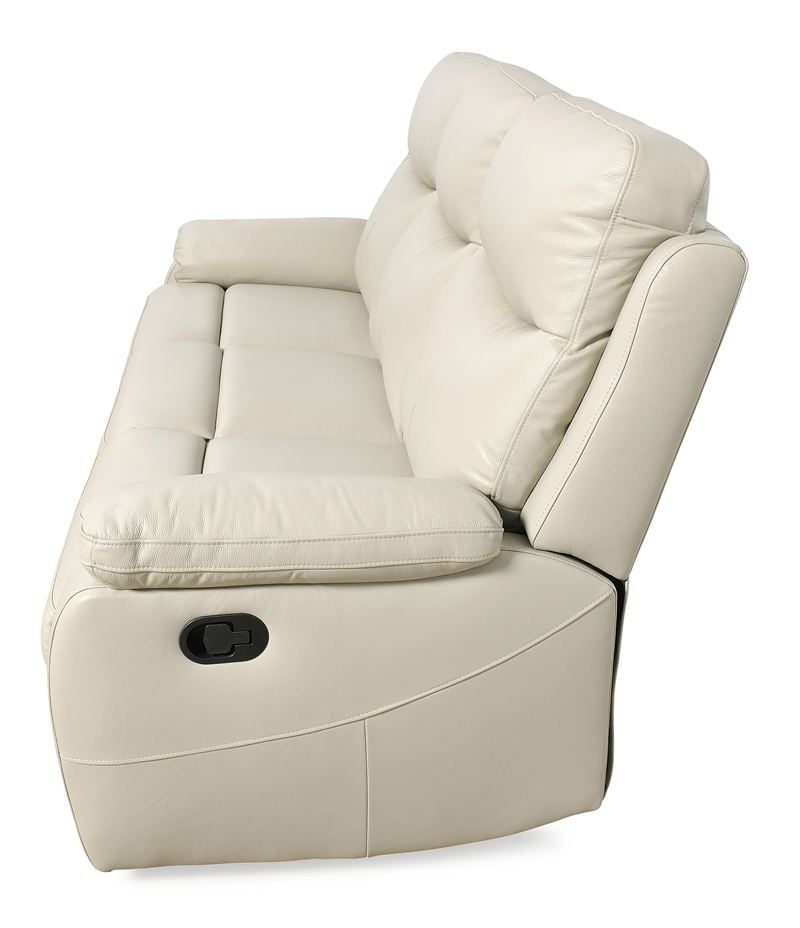 Cairo 3 Seater Manual Recliner - Light Grey Leather