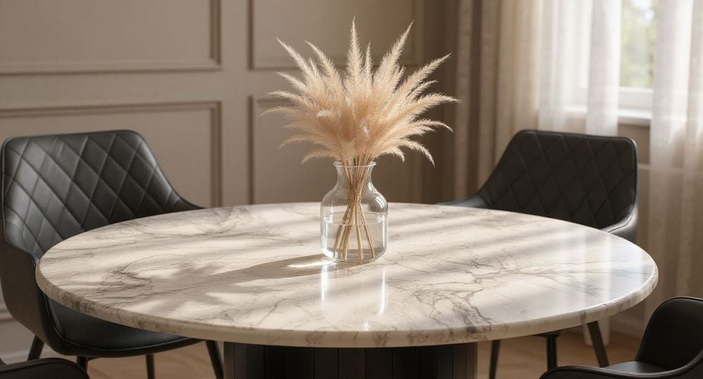 Capri 1350 Round Dining Table + 4 Vincent Chairs - Black