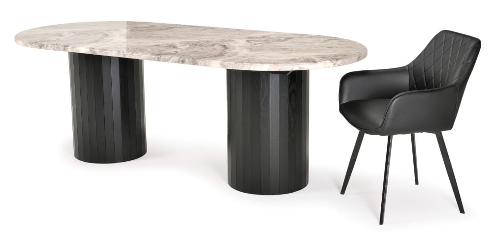 Capri 2200 Dining Table + 6 Vincent Chairs - Black