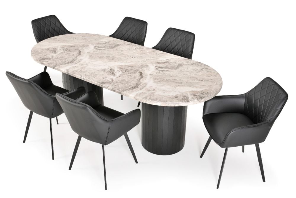 Capri 2200 Dining Table + 6 Vincent Chairs - Black