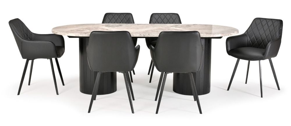 Capri 2200 Dining Table + 6 Vincent Chairs - Black