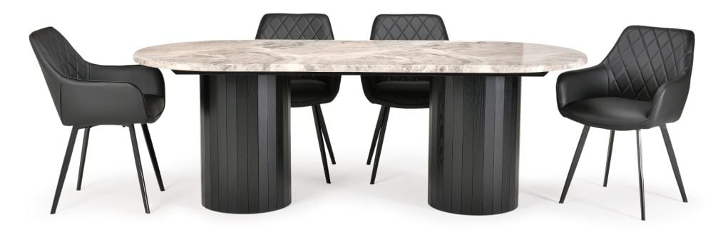 Capri 2200 Dining Table + 6 Vincent Chairs - Black