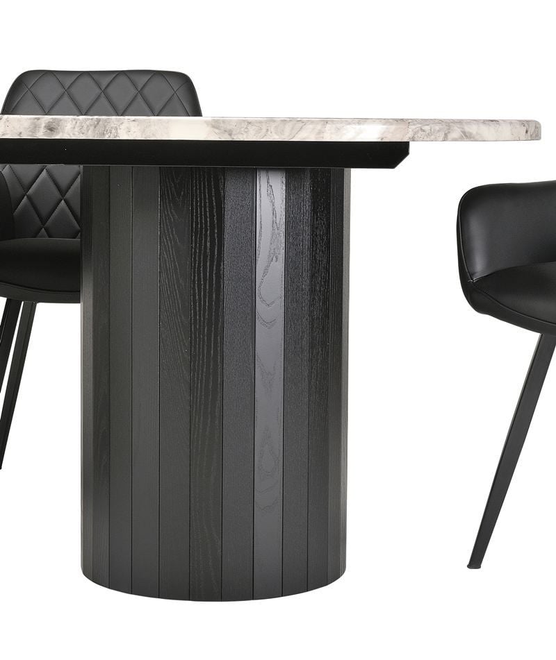 Capri 2200 Dining Table + 6 Vincent Chairs - Black