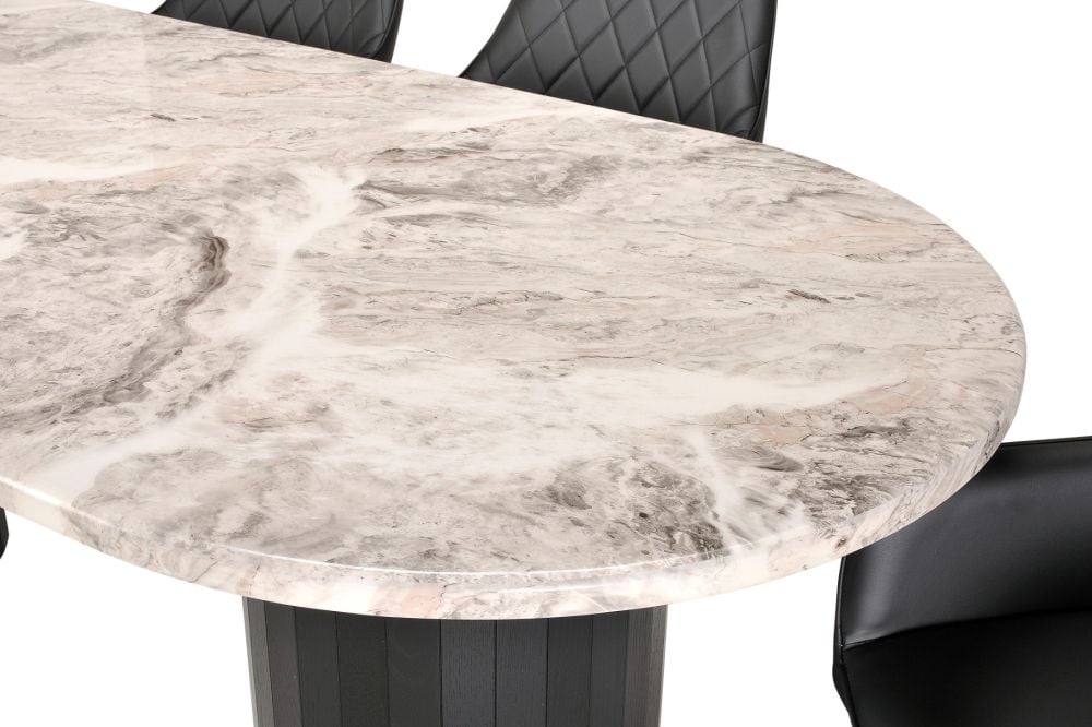 Capri 2200 Dining Table + 6 Vincent Chairs - Black