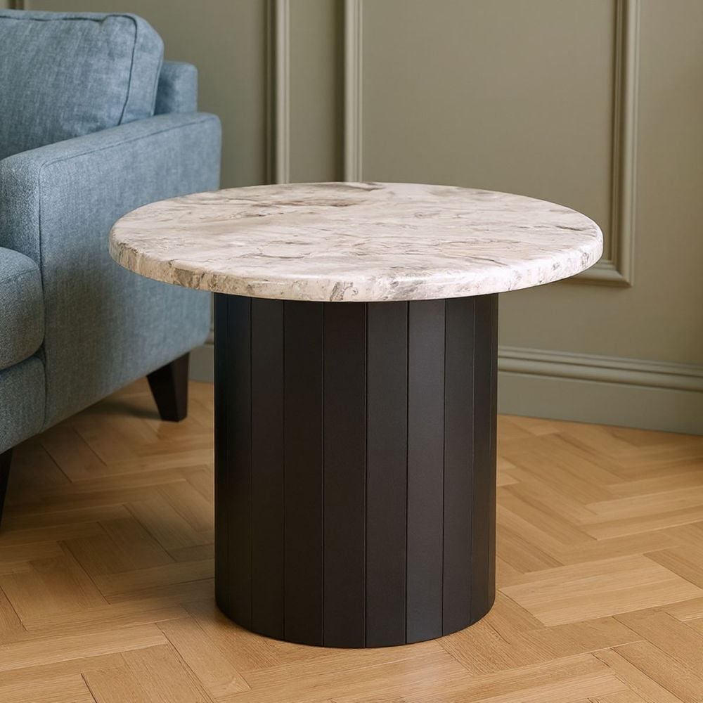 Capri 600 Round Lamp Table - Black