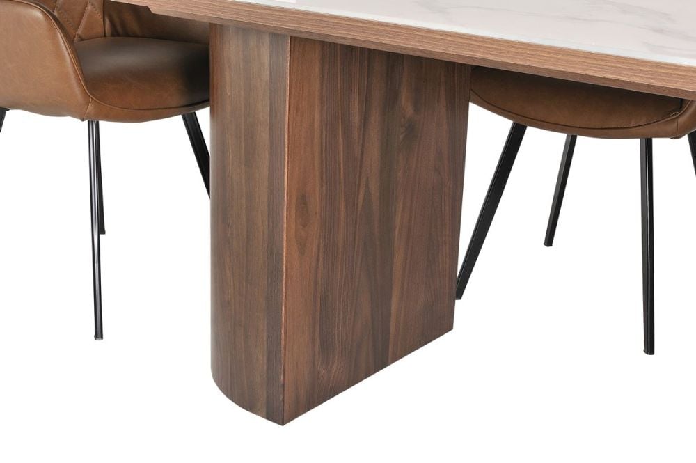 Como 2100 Dining Table - Walnut + 6 Brown Vincent Chairs