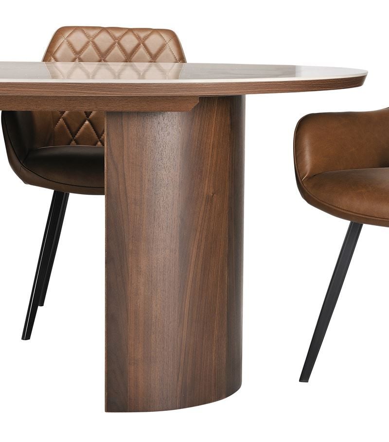 Como 2400 Dining Table - Walnut + 8 Brown Vincent Chairs