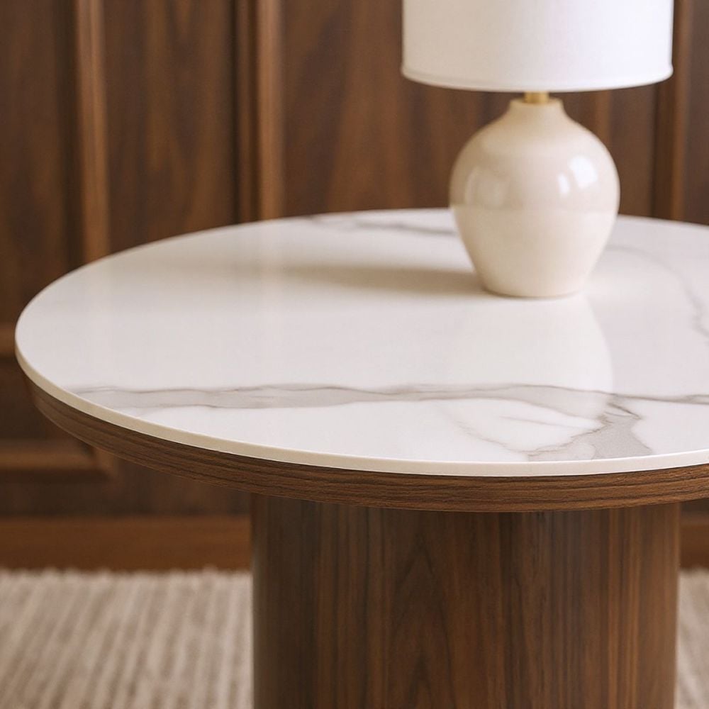 Como Round Lamp Table - Walnut