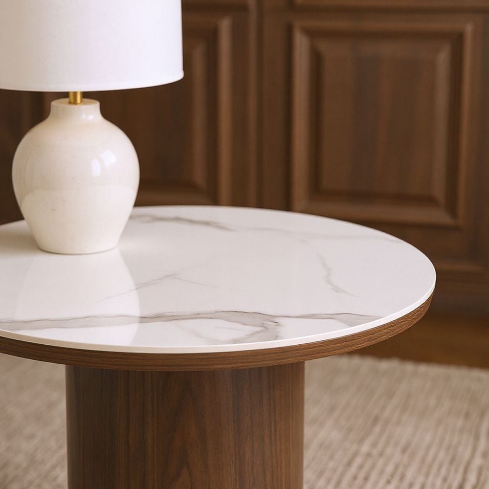 Como Round Lamp Table - Walnut