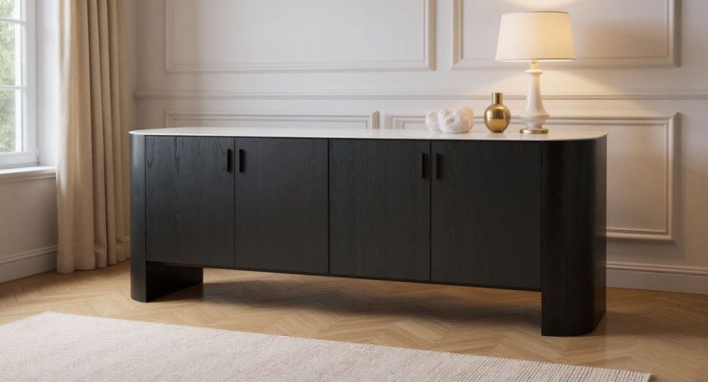 Como 4 Door Buffet - Black