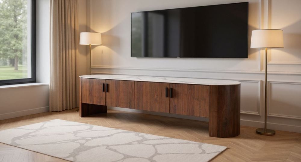Como 4 Door Entertainment Unit - Walnut
