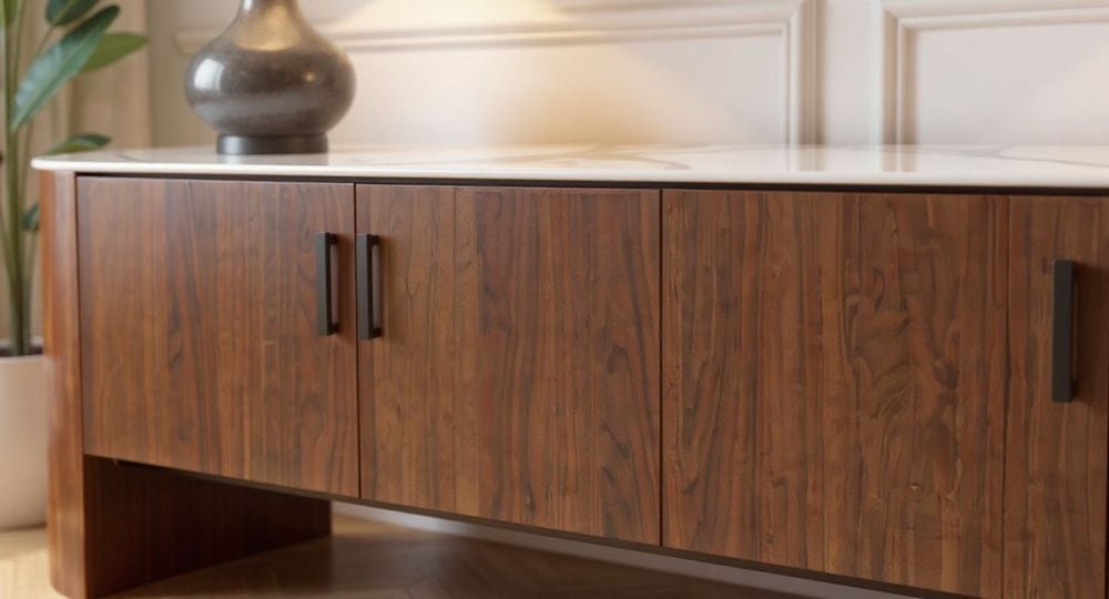 Como 4 Door Entertainment Unit - Walnut