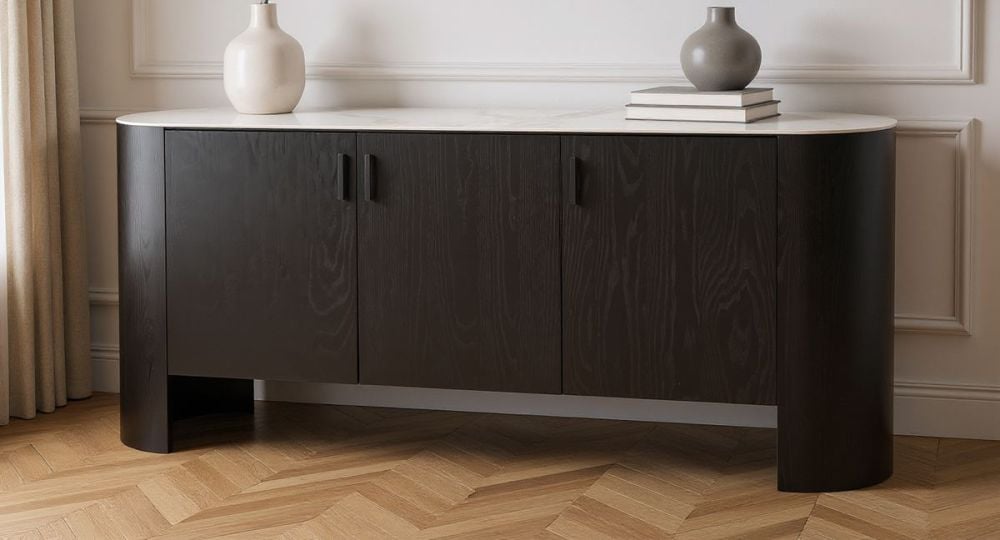 Como 3 Door Buffet - Black
