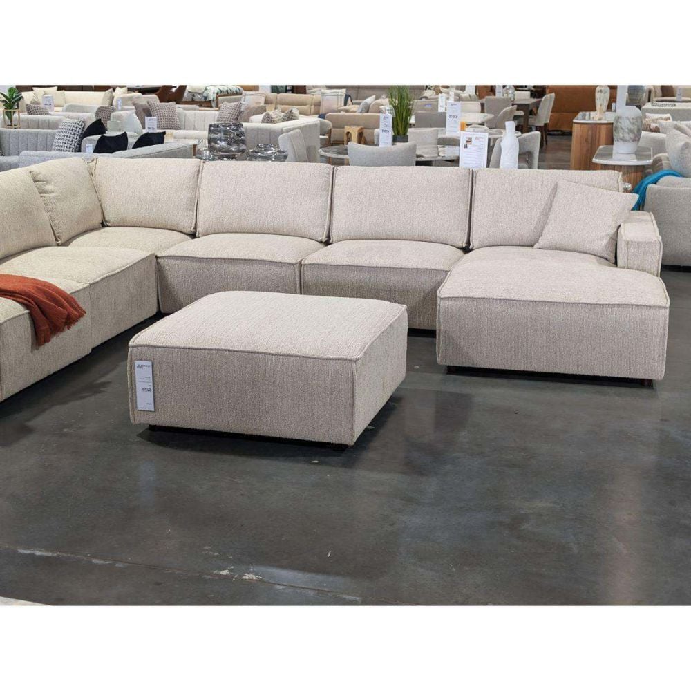 Solano 6 Seater Corner Lounge With RAF Chaise - Cobblestone Fabric